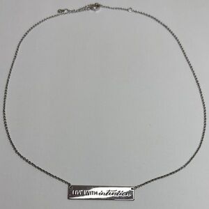 Stainless Steel Silver 'Live With Intention' Bar Necklace - Women Jewelry